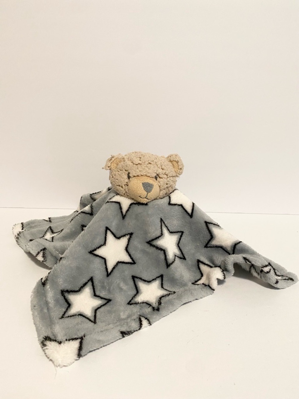 Chikitoe Dollar Store Teddy Bear Lovey Grey Stars Baby Cuddle Toy